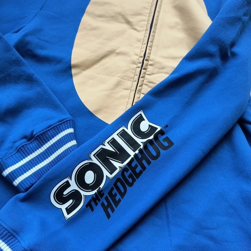Sonic The Hedgehog Big Kids Zip Up Sweatshirt Jacket Costume With Mask Hood XL